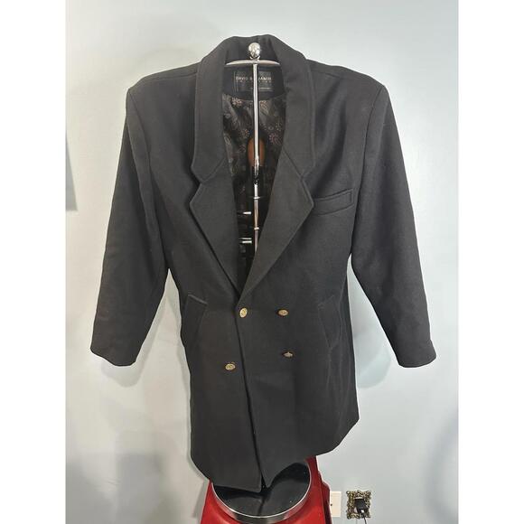 David Benjamin Black 100% Wool Dress  Coat Size 14 Women’s Double Breasted * - Picture 1 of 6
